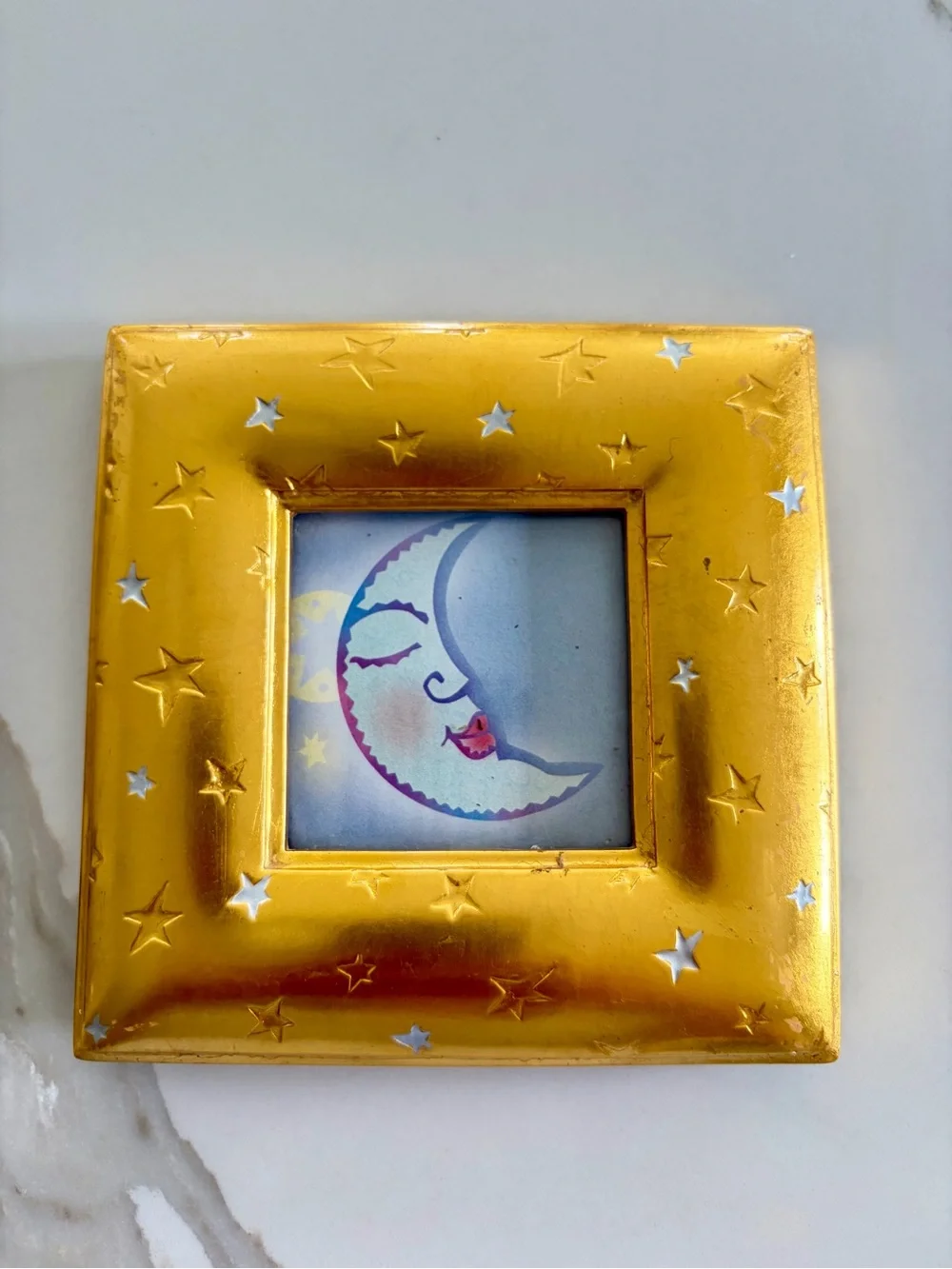 Vintage 1990s Gold Celestial Star Picture Frame with moon print 💫